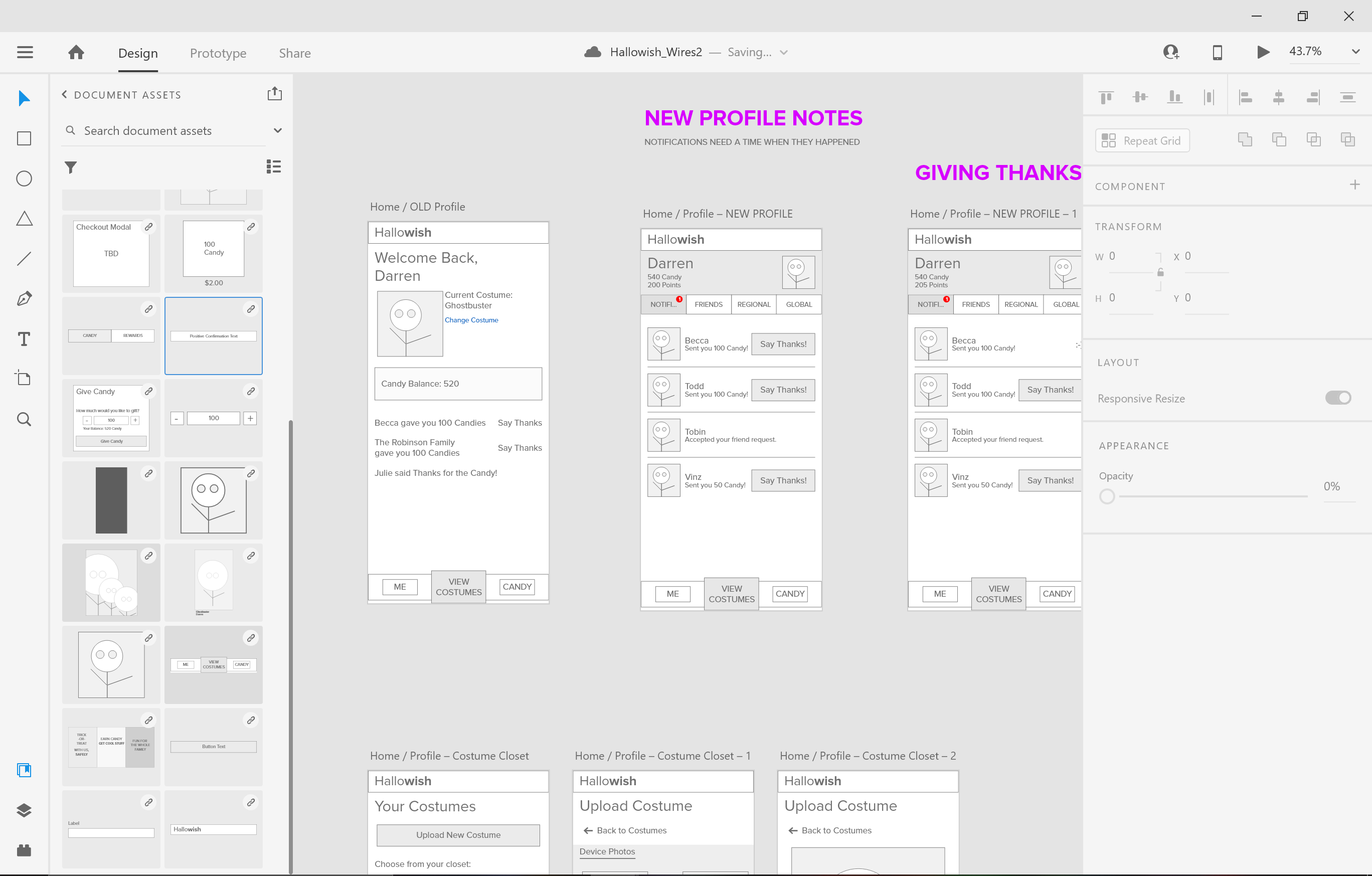 the version one wireframe prototype