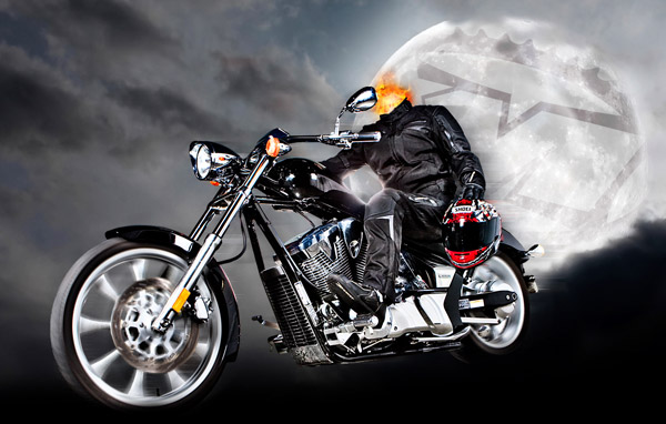 Motorcycle-Superstore's headless horseman for Halloween 2009.